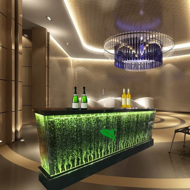 customized luxury modern bar furniture LED lighted colorful water bubble wall bar cabinet counter