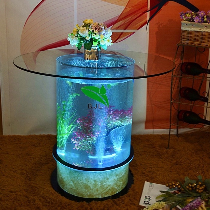 round glass aquarium water bubble glowing aquarium table