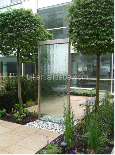 indoor artificial glass waterfall wall water feature hotel decoration