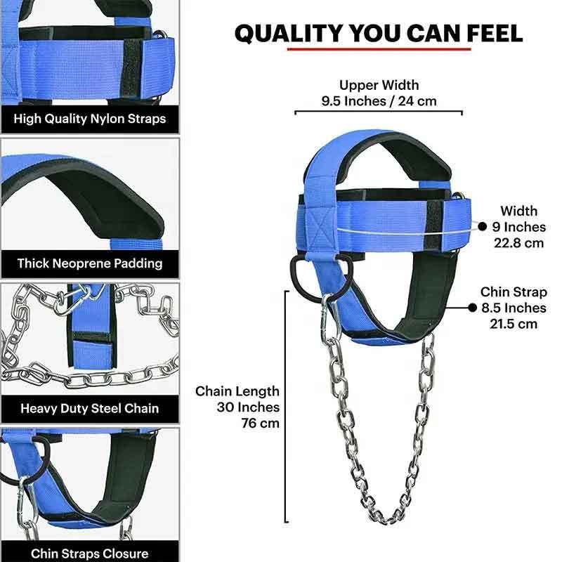 Weight Lifting Neck Training Head Harness Exercise With Chain Belt Fitness Equipment Head Strap