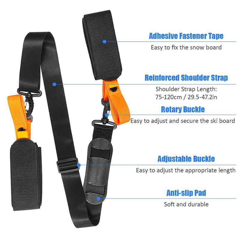 Ski Strap and Pole Carrier Skiing Accessory Gear Holder Pole Carrier Portable Thick Sled Harness Custom Ski Strap