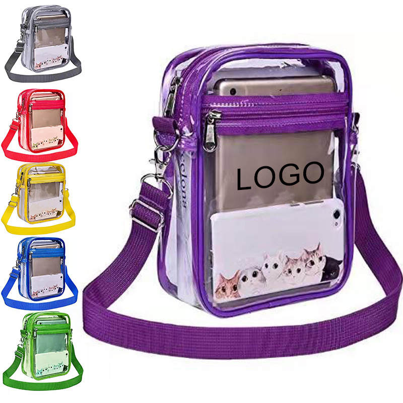 GM Thickness Clear PVC Bag 2024 Stadium Approved PVC Cross-body Messenger Purse Different Color Transparent Shoulder Sling Bag