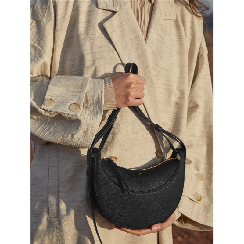 2024 New Fashion Leather Retro Women's Half Moon Bag Mini Handbag Single Shoulder Messenger Bag For Ladies Women's Shoulder Bag