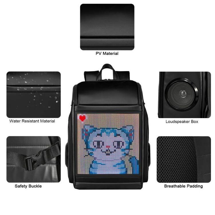 GM Wholesale New Arrival Bluetooth Waterproof Multi Function DIY Custom Oxford Material Smart Music LED Backpack With Speaker