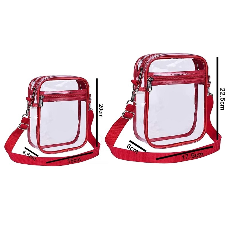 GM Thickness Clear PVC Bag 2024 Stadium Approved PVC Cross-body Messenger Purse Different Color Transparent Shoulder Sling Bag