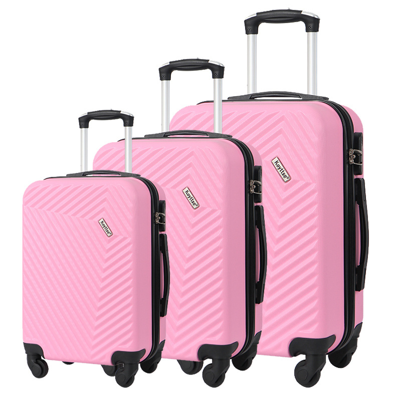 Lightweight colorful lady suitcase ABS travel time luxury pink luggage sets with spinner wheel