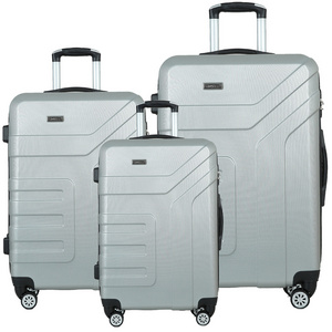 Hard Shell Plastic  Pilot Trolley Case Silver Multifunction Travel Time Luggage Cheap Personalized PC Luggage Set