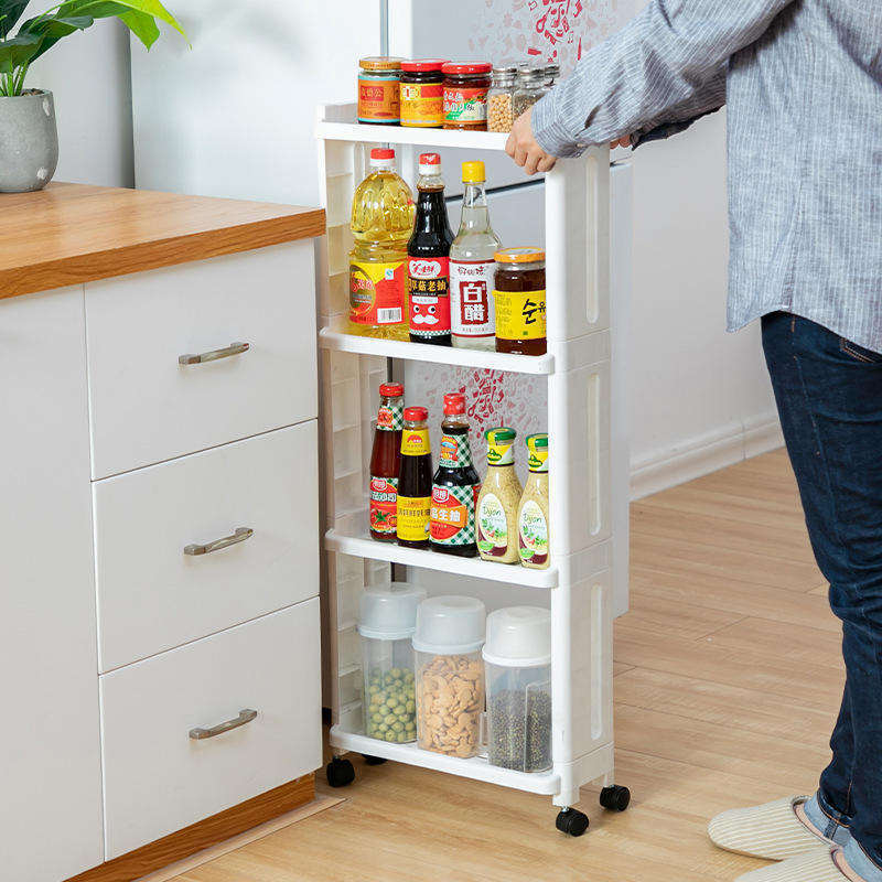 Kitchen Bathroom Refrigerator Side Shelf Clearance Bracket With Wheels Removable Storage Rack