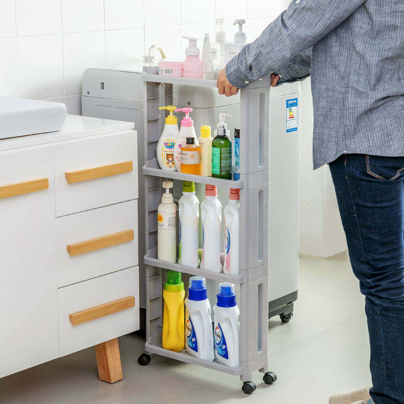 Kitchen Bathroom Refrigerator Side Shelf Clearance Bracket With Wheels Removable Storage Rack