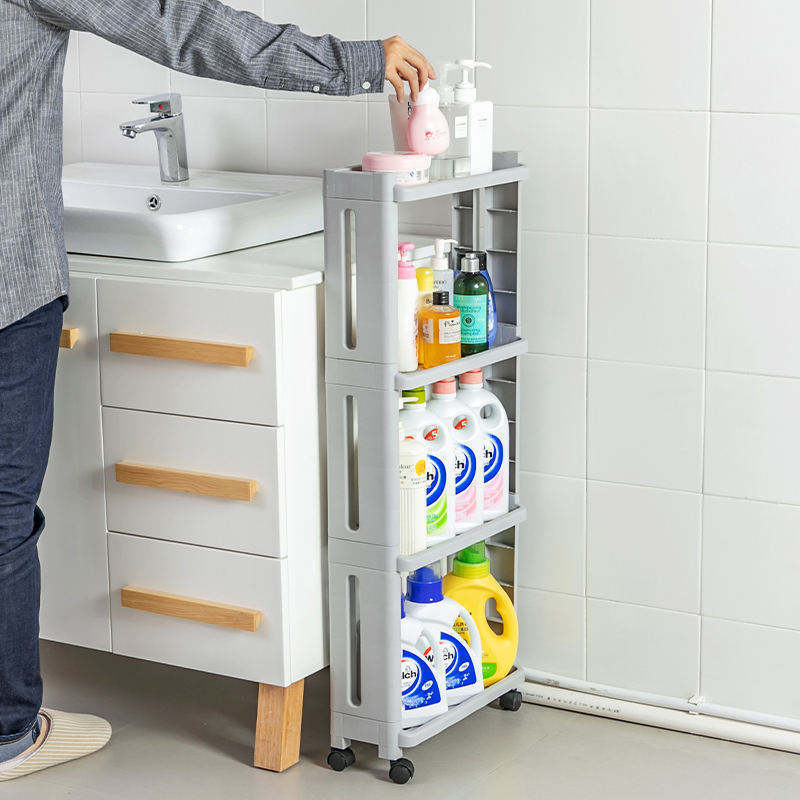 Kitchen Bathroom Refrigerator Side Shelf Clearance Bracket With Wheels Removable Storage Rack