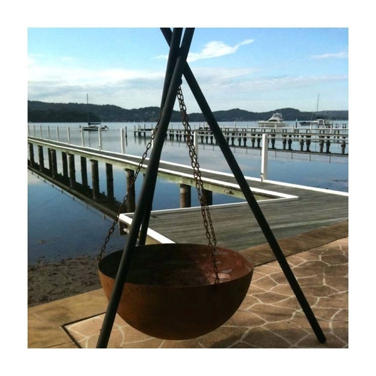 Custom Corten Steel Hanging Fire Pit  Outdoor Decorate Hanging Corten Fire Bowl Furniture