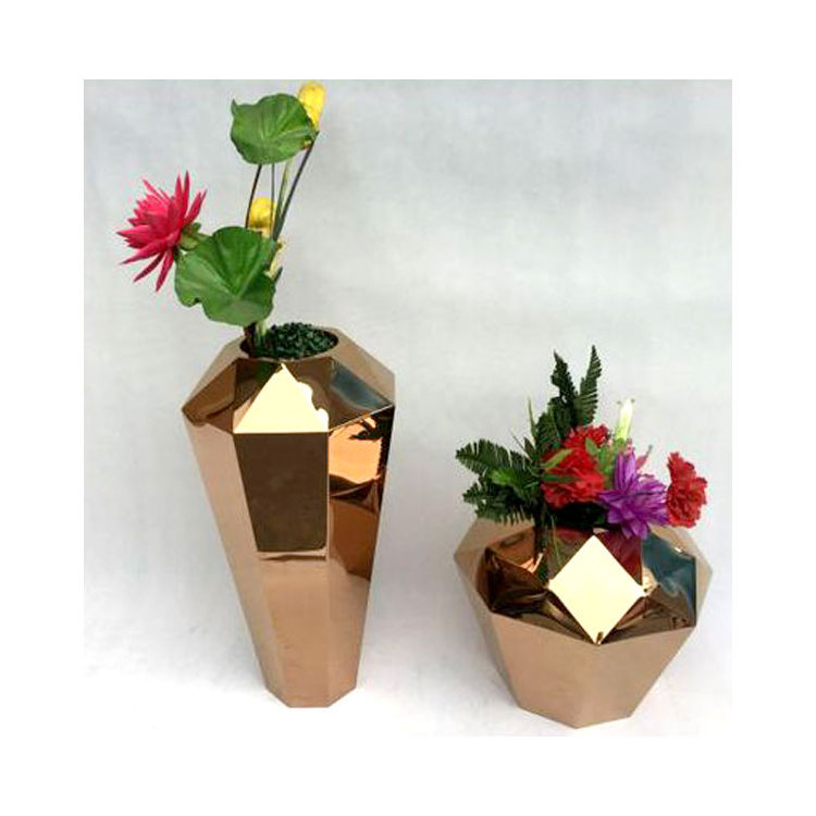 Luxury Indoor Steel Tall Gold Large Flower Vase / Golden Stainless Steel Flower Vase / Plant Pot