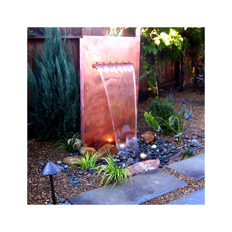 Custom Outdoor Fountains Landscape Stainless Steel And Corten Sheet Artificial  Waterfall