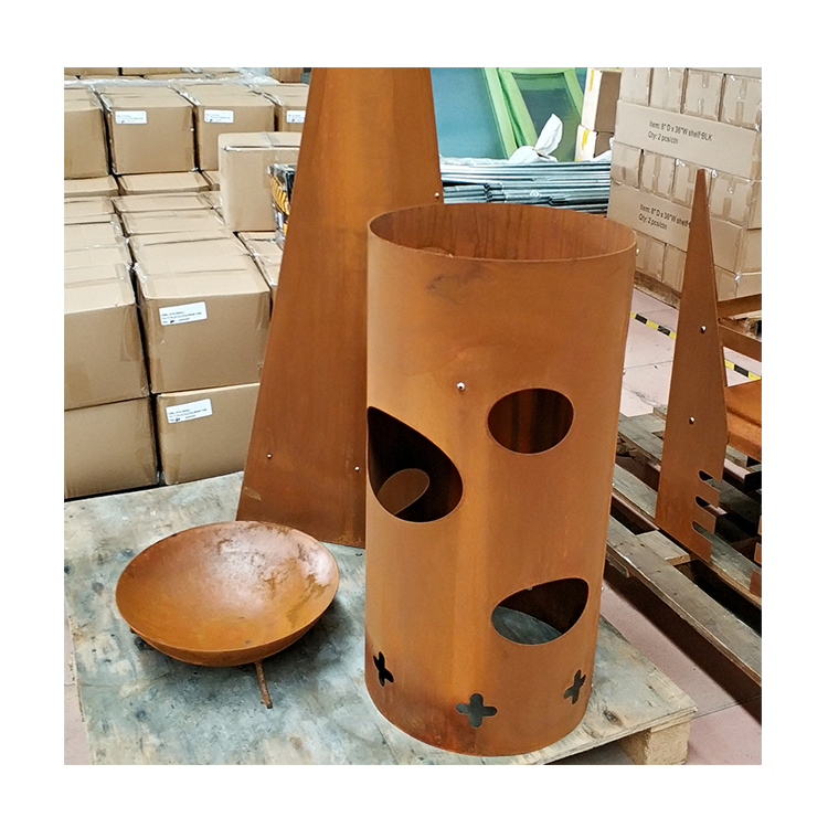 Customized Outdoor Fireplace Wood Burner Rusty Metal Outdoor Fireplace Corten Steel Metal Fireplace