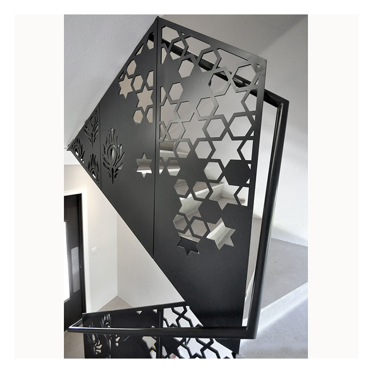 Customized Laser Cut  Decorative Art Wrought Iron Metal Interior Wall Stair Railings Indoor Decorative Metal Stair Railings