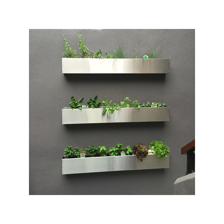 High quality outdoor stainless steel wall hanging flower pot& planters for Verticlal garden wall hanging living wall planter pot