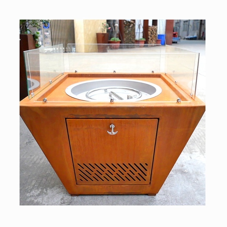 Custom Outdoor Square Fire Pit Table Gas Fireplace Fire Pit Barbecues Burner Propane Fire Pit