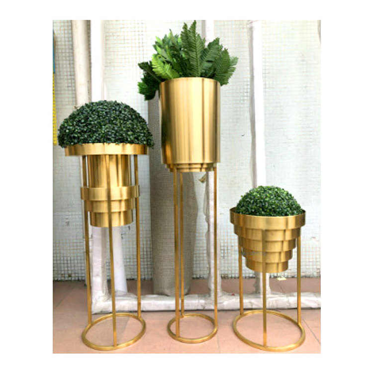 Luxury Indoor Steel Tall Gold Large Flower Vase / Golden Stainless Steel Flower Vase / Plant Pot