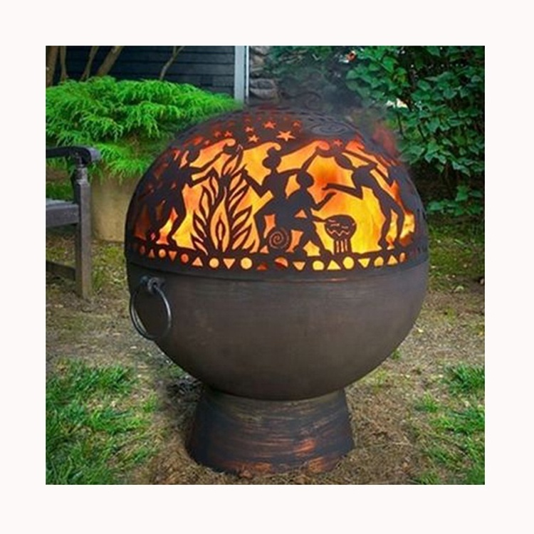 Customized Spherical Brazier Metal Art Wood Burning Brasero Corten Decorative  Garden Outdoor Rusted Brasero Firebowl Firepit