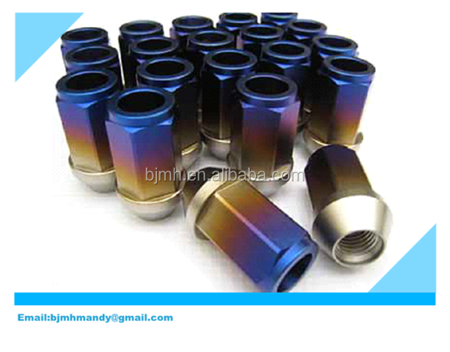 titanium Auto wheel lug nuts Wheel Bolt & Nut rainbow burnt 21 hex titanium wheel bolt lug nuts