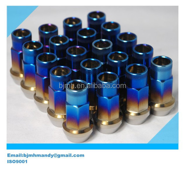 titanium Auto wheel lug nuts Wheel Bolt & Nut rainbow burnt 21 hex titanium wheel bolt lug nuts