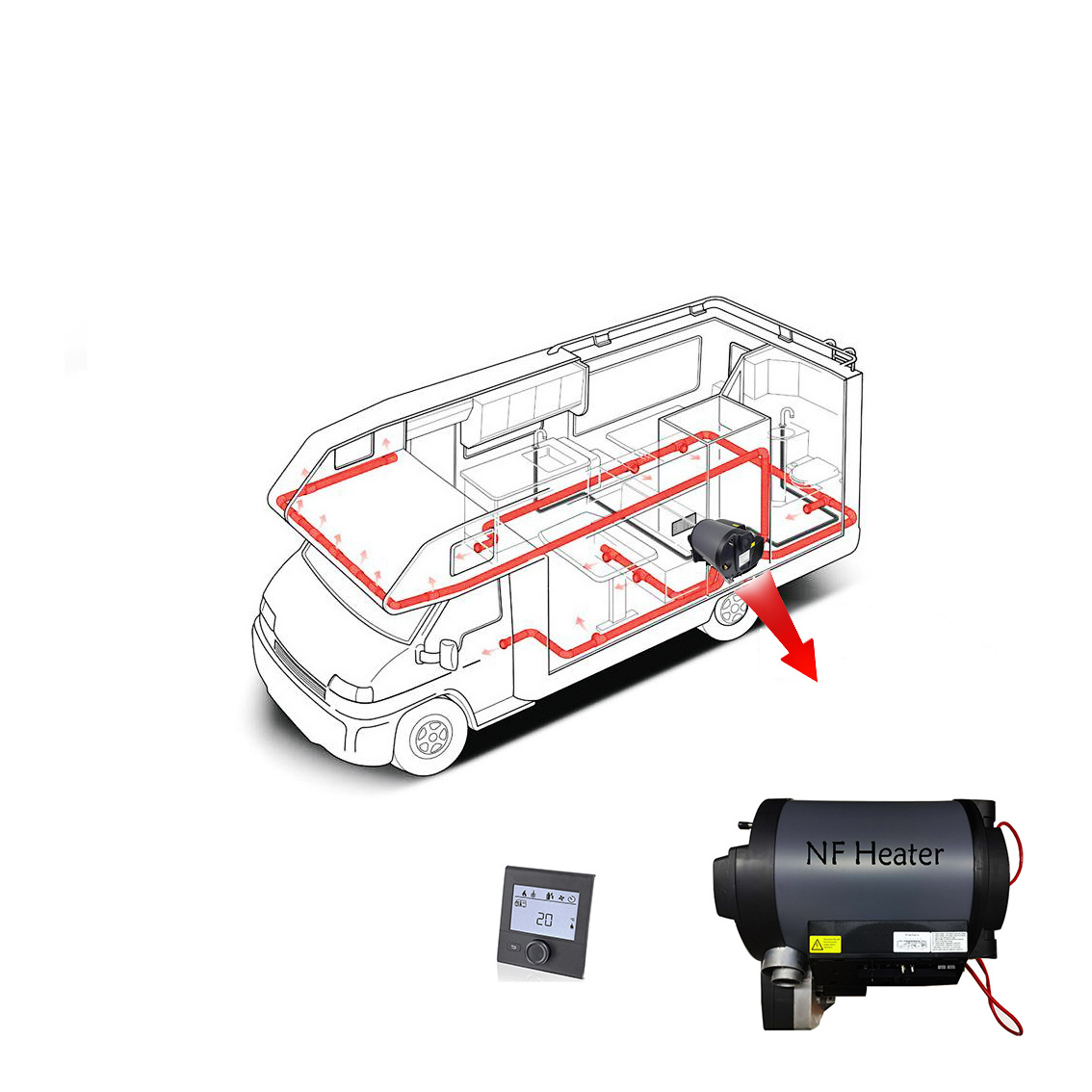 NF Hot Sell  6KW Diesel Electrical Hybrid heater Air And Water 10L Combi Heater Rv Caravan heater Similar To Truma