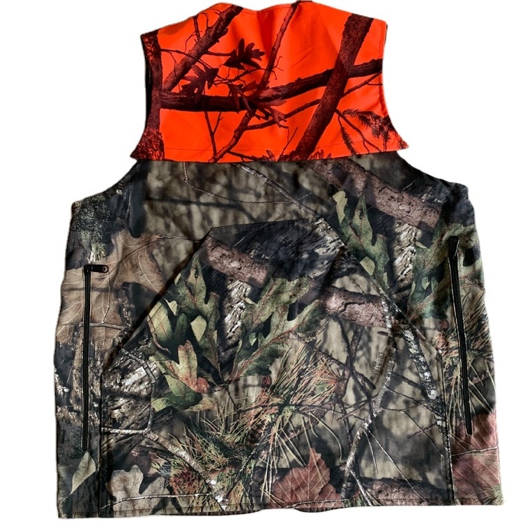 New hunting camo vest with blaze orange camo fishing wear vest from BJ Outdoor