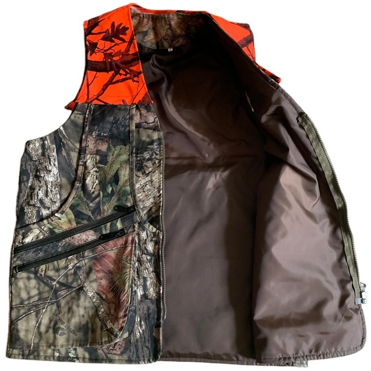 New hunting camo vest with blaze orange camo fishing wear vest from BJ Outdoor