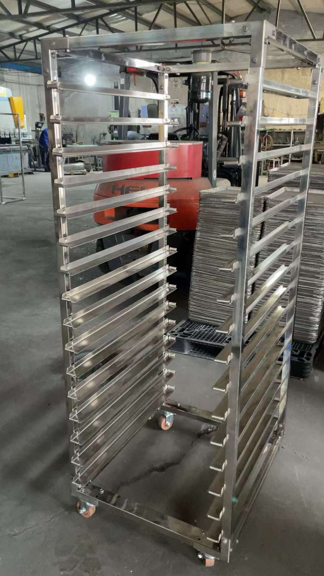 Custom 16 trays Assemble Stainless Steel Shelves Drying Cart Trolley