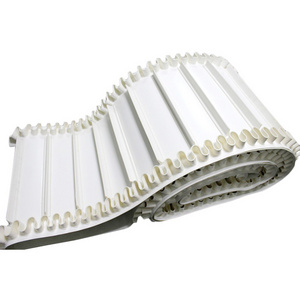 Customize white PU conveyor belt with side wall for incline conveyor food conveying