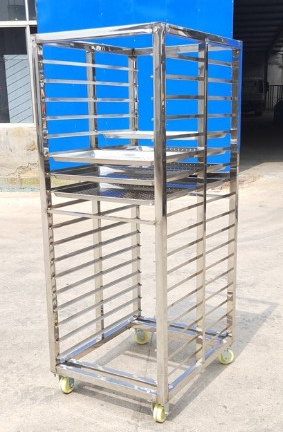 Custom 16 trays Assemble Stainless Steel Shelves Drying Cart Trolley