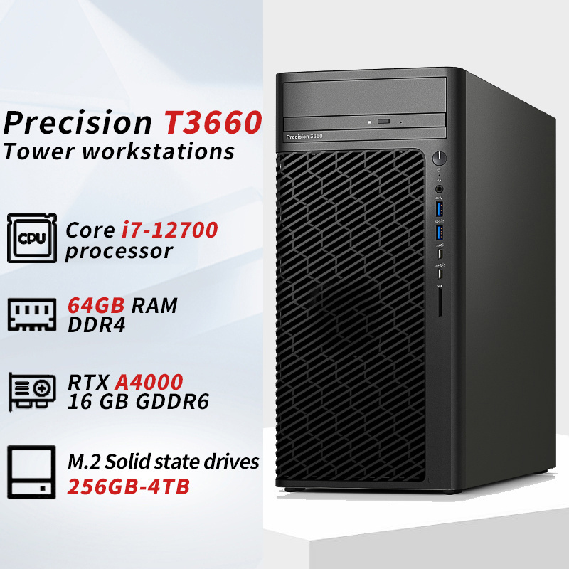 High Performance Precision T3660 Desktop Workstation Graphic 3D Design Rendering Modeling  AIGC Model Training Tower Server