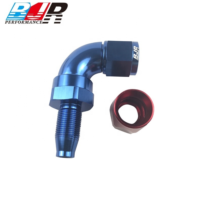 BJR 90 Degree aluminum One Piece Full Flow Swivel Hose End AN10 fittings