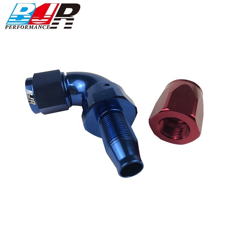 BJR 90 Degree aluminum One Piece Full Flow Swivel Hose End AN10 fittings