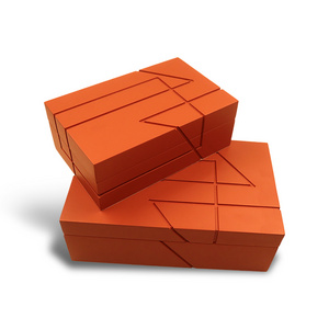 Top sale high-end modern wood paint orange square jewelry storage box for women