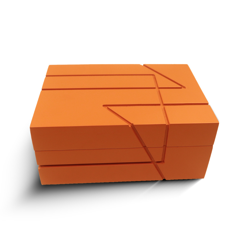 Top sale high-end modern wood paint orange square jewelry storage box for women