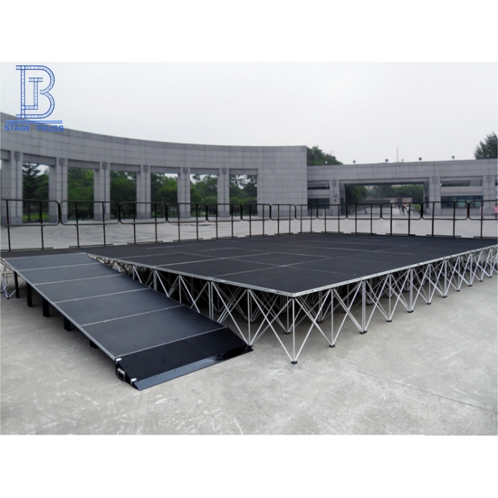 Easy outdoor stage canopy slanted black square podium music equipment spider stage