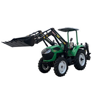 Hydraulic Outpt Wide Tyre High Quality 4X4 Wheel Multifunctional 80hp Farm Tractor With Front End Loader and Backhoe For Sale