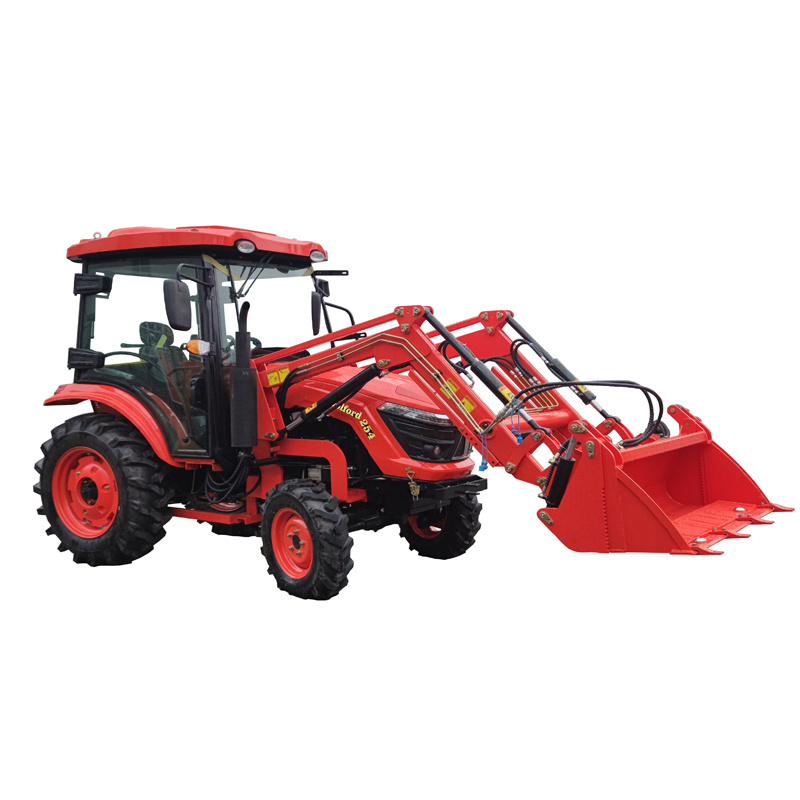 Kubota EPA diesel engine 25hp cabin mini farming wheel tractors with front end loader and snow blower