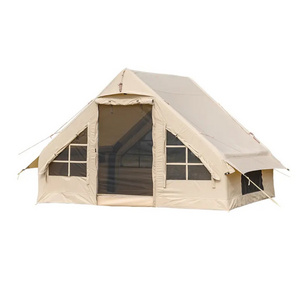 Outdoor Camping Inflatable House Tent Canvas or Oxford Family Part Tents for 3-4 Person