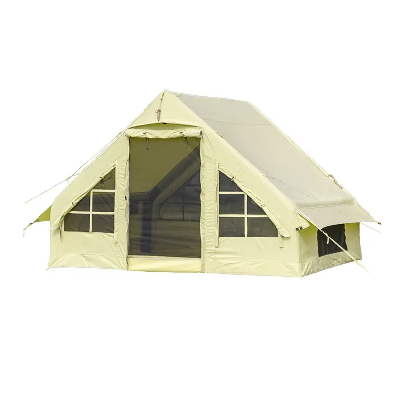 Outdoor Camping Inflatable House Tent Canvas or Oxford Family Part Tents for 3-4 Person