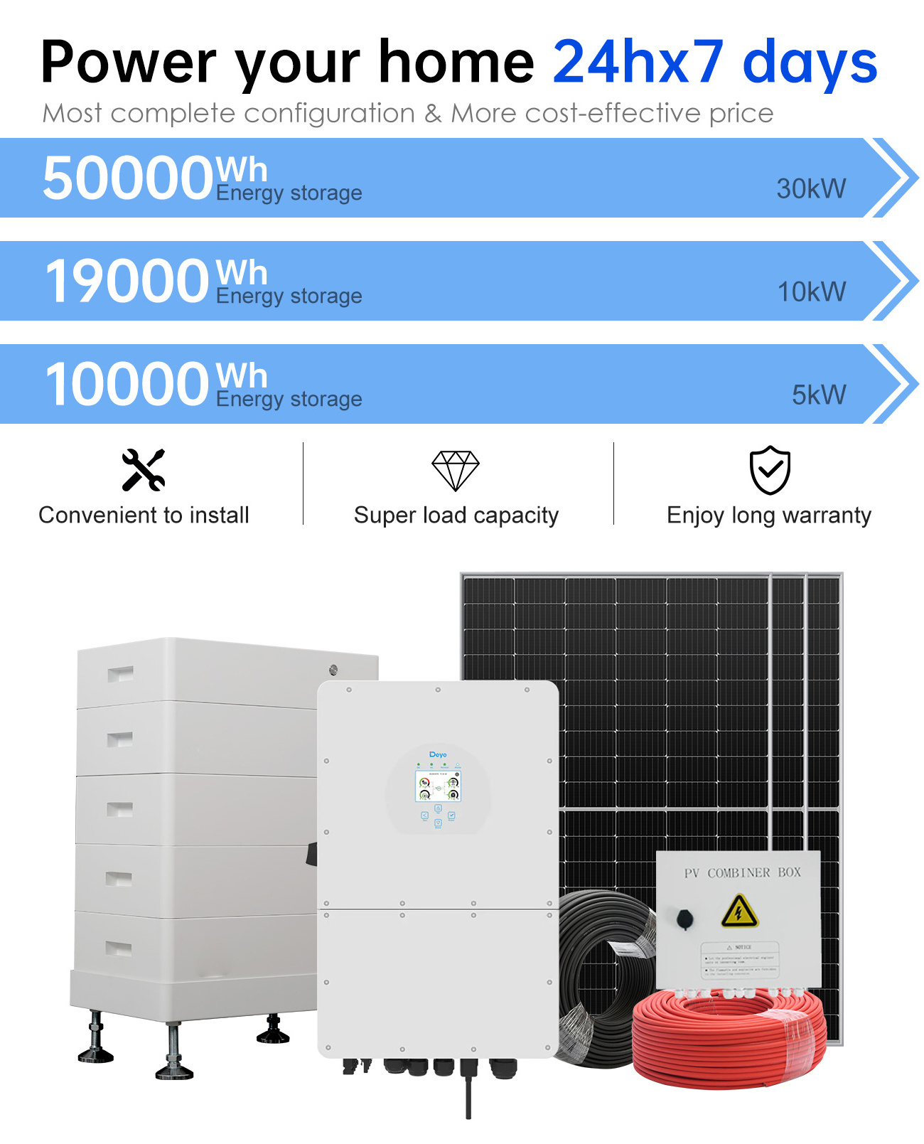 Hybrid  10kw 12kw 15kw 20kw 25kw  Complete Home Solar Energy System