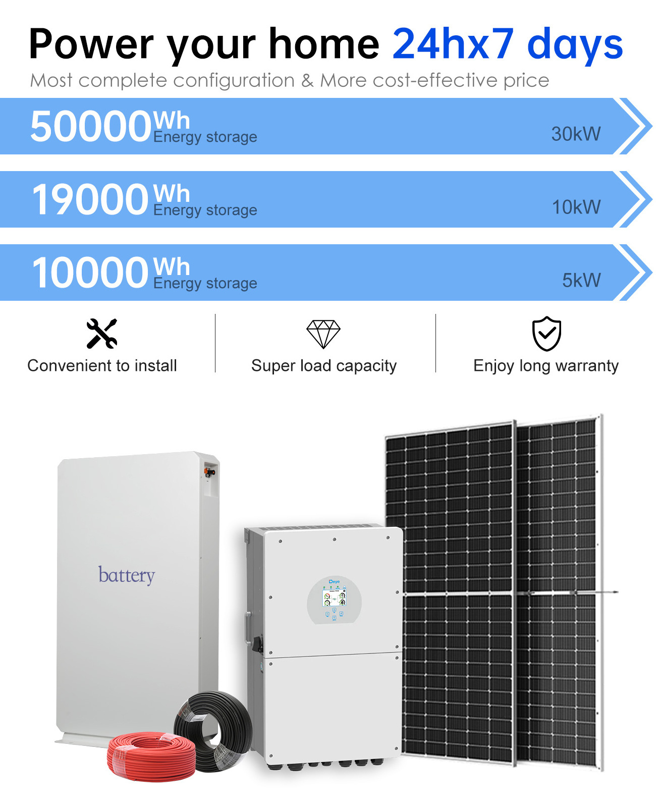 Residential Complete Hybrid Off Grid Solar Power System 5000W 5Kw 15KW 10Kw 20Kw Solar Panel Energy System  For Home In Europe