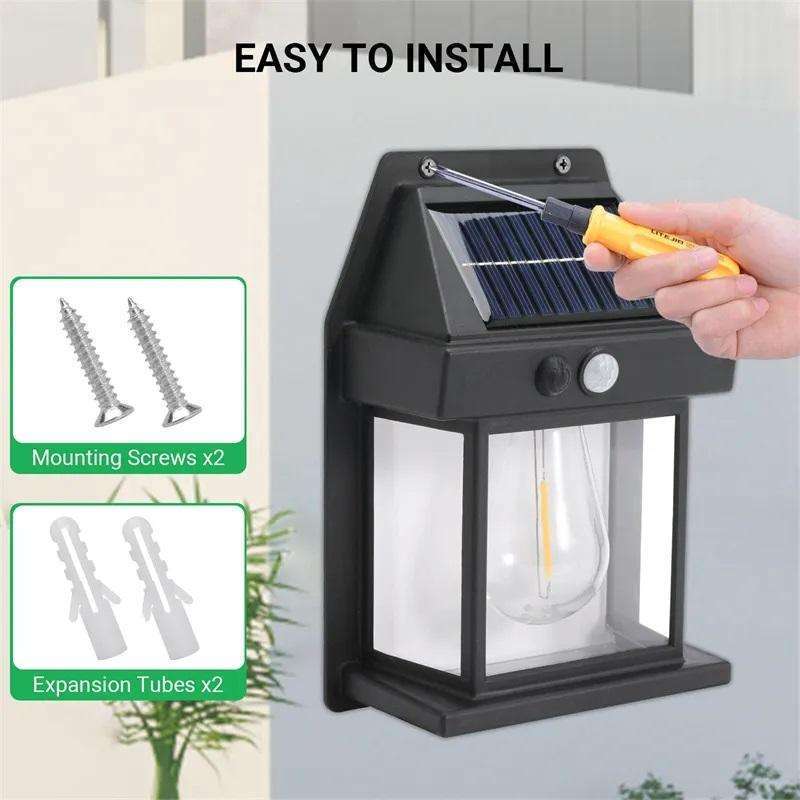 Waterproof LED Filament Bulb Solar Wall Light for Outdoor Solar Garden Wall Lanterns 10 80 IP65 Canopy Light Residential 300