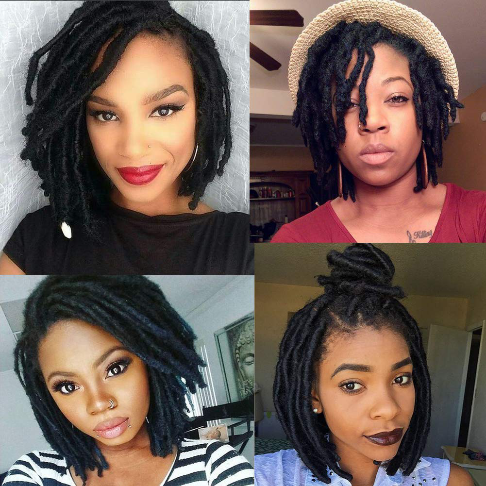 New Arrival 8 inch Dreadlocks Wig Black African Short Synthetic Crochet Braid Hair Wig