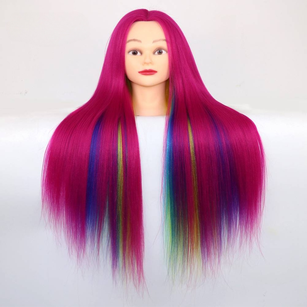 Factory Wholesale Afro Silky Straight Training Manikin with Hair Synthetic Doll Rainbow Training Mannequin Head