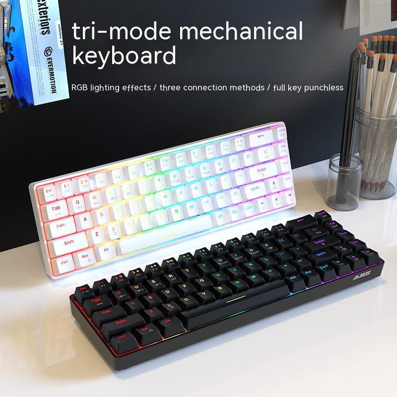 Ajazz K685T 68 Keys RGB Hot-Swapping Gaming 3 Mode BT 2.4G Wireless Mechanical Keyboard