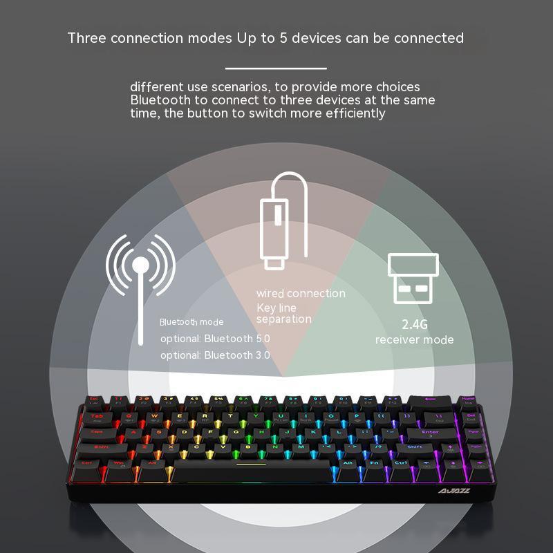 Ajazz K685T 68 Keys RGB Hot-Swapping Gaming 3 Mode BT 2.4G Wireless Mechanical Keyboard