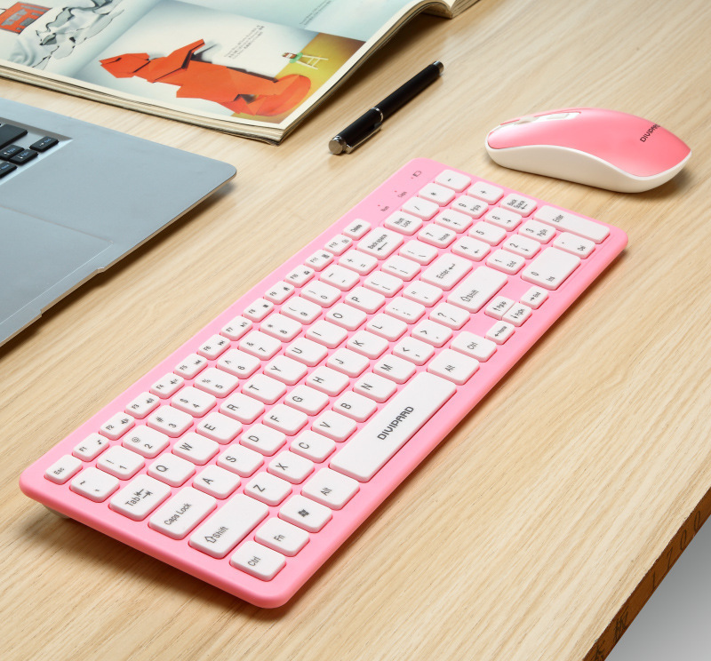 DIVPARD KM530 Chocolate Ultra Thin Business Office Notebook Wireless Keyboard and Mouse Set Keyboard and Mouse