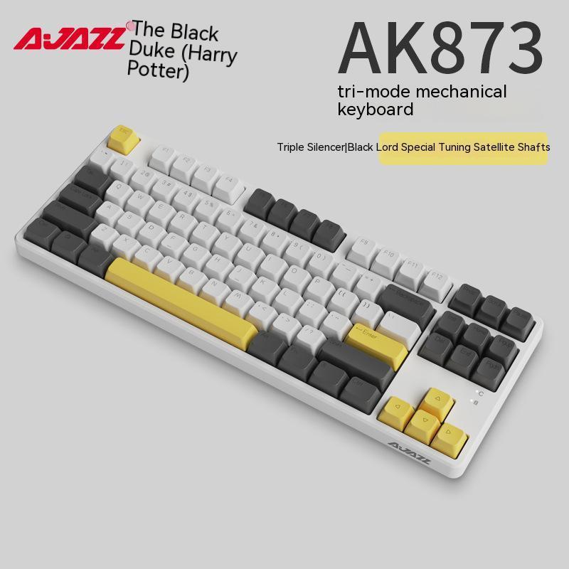 Ajazz AK873 RGB Lighting Hot Swap Wireless BT Mechanical Gaming Keyboard For Windows Mac three mode